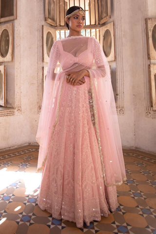 Blush pink floral lehenga set