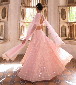 Blush pink floral lehenga set