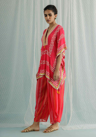 Fuchsia emi kaftan and dhoti set