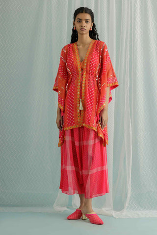 Fuchsia shazi short kaftan and trouser set