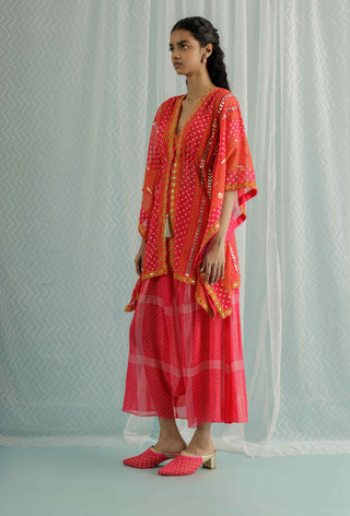 Fuchsia shazi short kaftan and trouser set