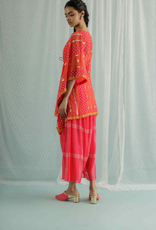 Fuchsia shazi short kaftan and trouser set