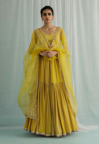 Canary demi hip-tiered lehenga set