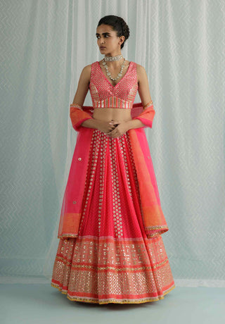 Fuchsia pink kara lehenga set