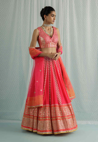 Fuchsia pink kara lehenga set