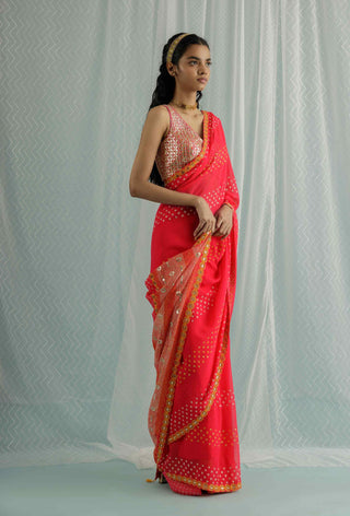 Fuchsia siah saree and blouse