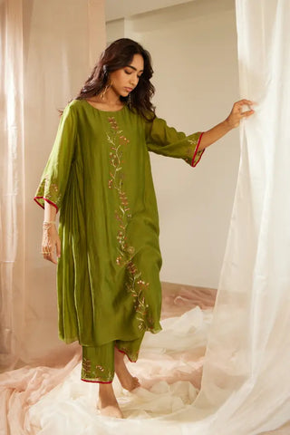 Green Dhuleti Kurta Set