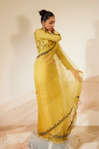 Yellow Abir Saree