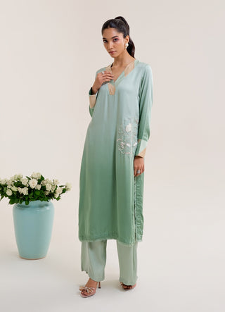 Banphool green ombre kurta and pant