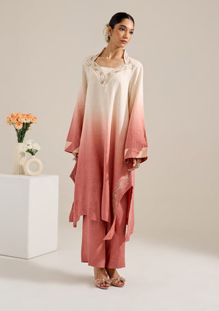 Dahlia salmon ombre kurta set