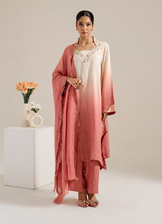 Dahlia salmon ombre kurta set