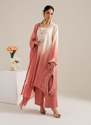 Dahlia salmon ombre kurta set