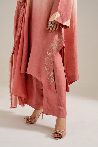 Dahlia salmon ombre kurta set