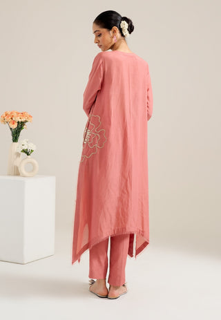 Gulmohar salmon ombre kurta set