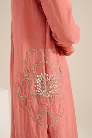 Gulmohar salmon ombre kurta set