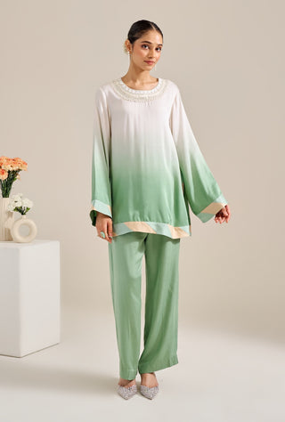 Champa green ivory top and pant