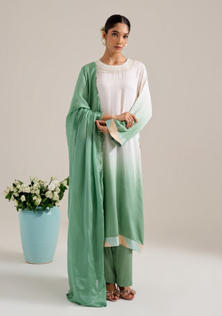 Champa green ivory long kurta set