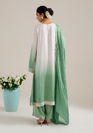 Champa green ivory long kurta set