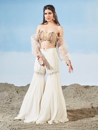 Jasmine ivory blouse and sharara