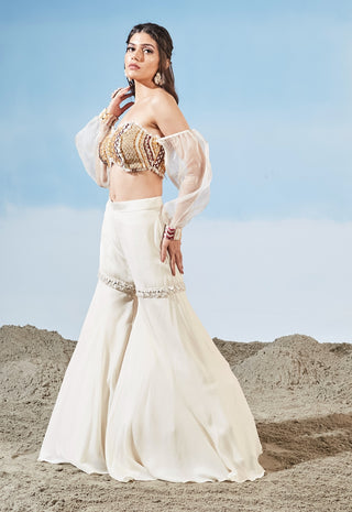 Jasmine ivory blouse and sharara