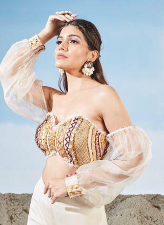 Jasmine ivory blouse and sharara