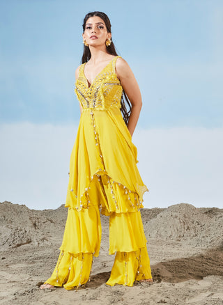 Yellow fantasy peplum and pants