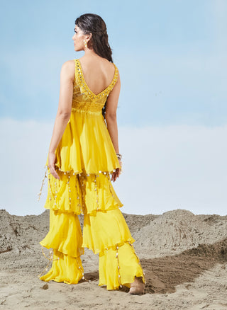 Yellow fantasy peplum and pants