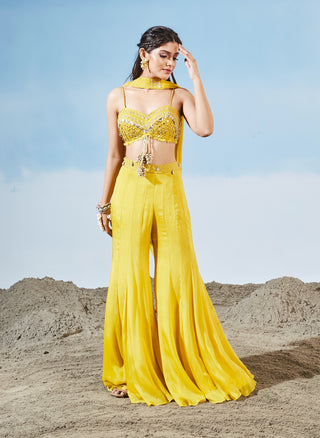 Majestic rays yellow sharara set