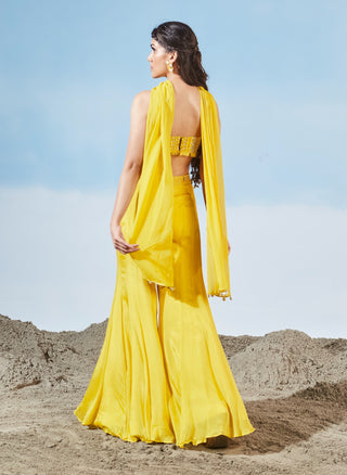 Majestic rays yellow sharara set