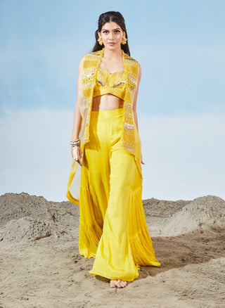 Gold coast yellow cape and flared pant set