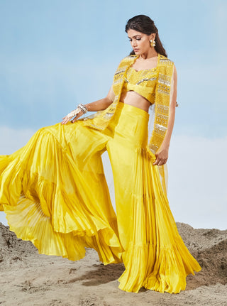 Gold coast yellow cape and flared pant set