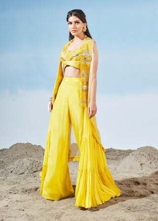 Gold coast yellow cape and flared pant set