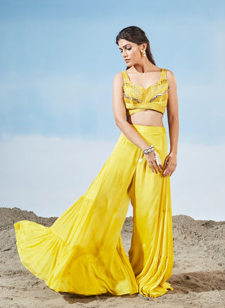 Gold coast yellow cape and flared pant set