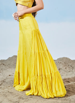 Gold coast yellow cape and flared pant set