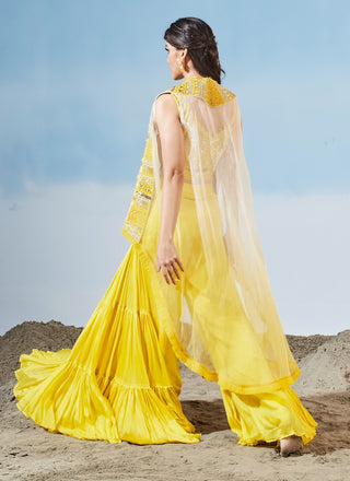 Gold coast yellow cape and flared pant set