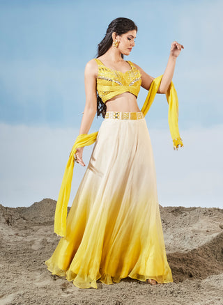 Ombre love yellow skirt set