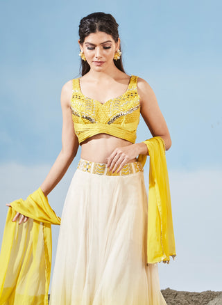 Ombre love yellow skirt set