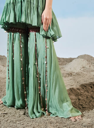 Billowing dunes green kurta and gharara