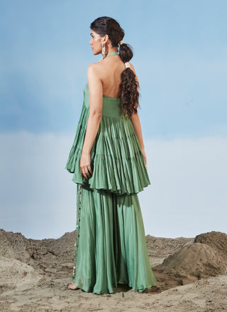 Billowing dunes green kurta and gharara