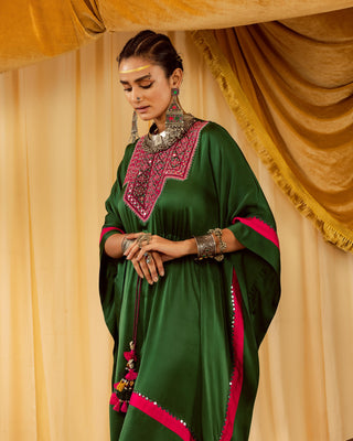 Dark green kaftan pararambh with palazzo pants