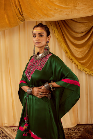 Dark green kaftan pararambh with palazzo pants