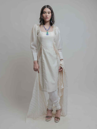 Beige embroidered kurta set