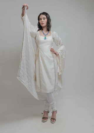 Beige embroidered kurta set