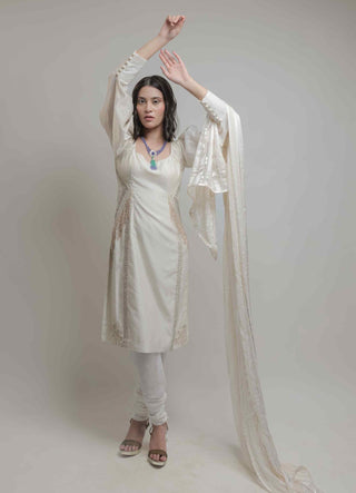 Beige embroidered kurta set