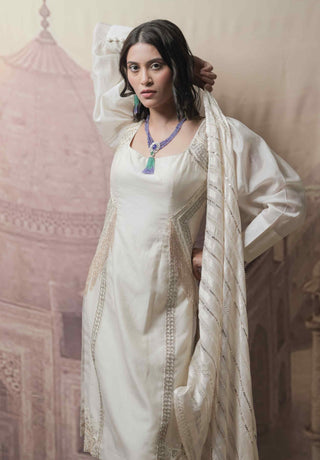 Beige embroidered kurta set