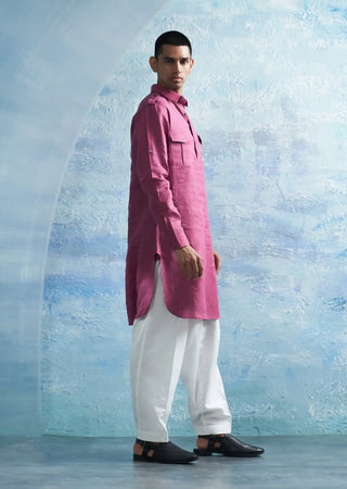 Aura grape pink linen pathani and white salwar