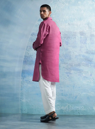 Aura grape pink linen pathani and white salwar