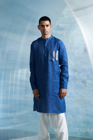 Royal blue straight kurta and white salwar