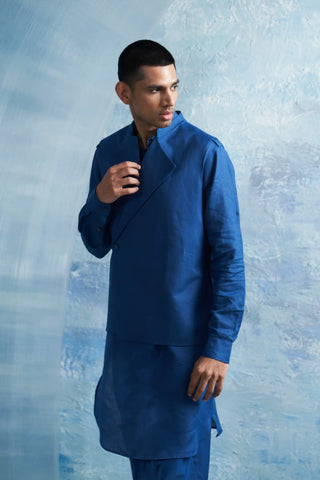 Aura classic linen pathani kurta and jacket set