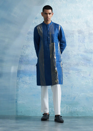 Aura royal blue stripe kurta and pants